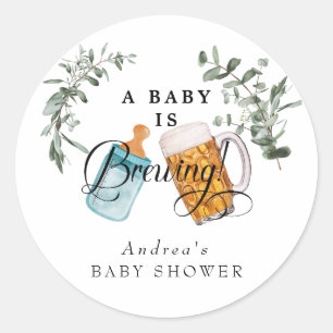 Baby Brewing Aquarell Baby Dusche Gefallen Runder Aufkleber