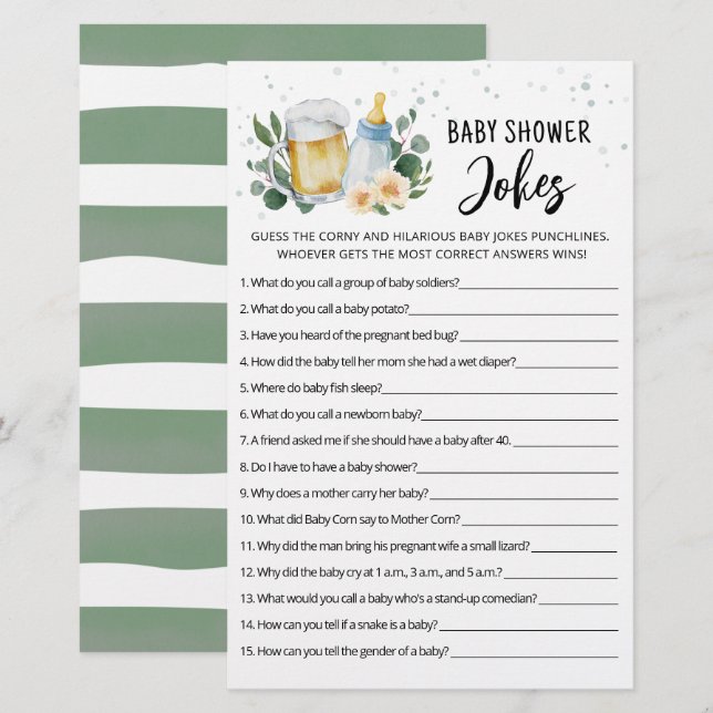Baby Brewing Baby Shower Jokes Spiel mit Antwort (Vorne/Hinten)