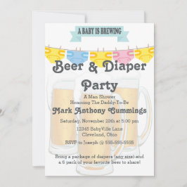 Baby Brewing Beer & Diaper Kinderdusche Einladung