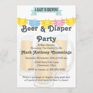 Baby Brewing Beer & Diaper Kinderdusche Einladung