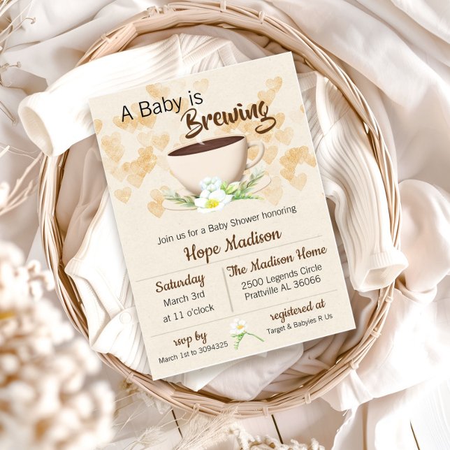 Baby Brewing Coffee Baby Shower Einladung (Von Creator hochgeladen)