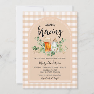Baby Brewing Gingham Baby Shower Einladung