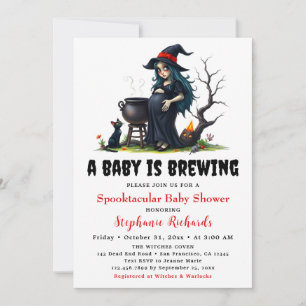 Baby Brewing Hexe Black Cat Halloween Kinderdusche Einladung