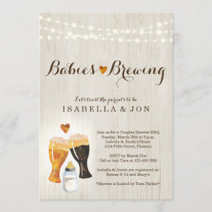 Baby Brewing Twins Couple's Baby shower Invitation