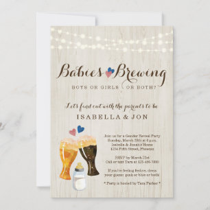 Baby Brewing Twins Gender Reveal Party Einladung