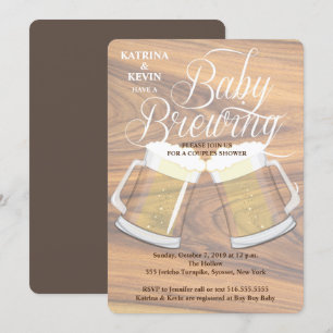 Baby Brewing Wood Rustic Beer Tasse Babydusche Einladung