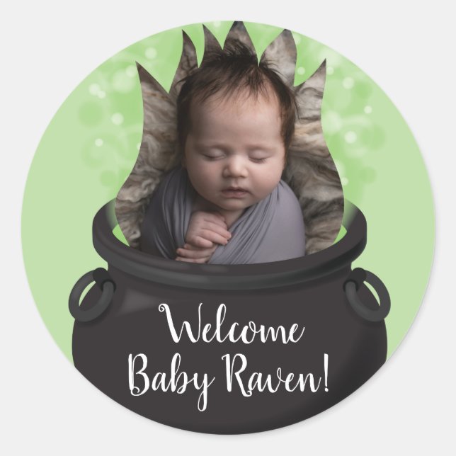 Baby bricht Geburtshaus Ankündigung Halloween Runder Aufkleber (Vorderseite)