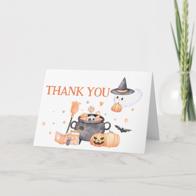 Baby bricht Orange Halloween Dankeschön Karte (Vorderseite)