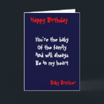 Baby brother Birthday Karte<br><div class="desc">Birthday cards with dedication to  baby brother</div>
