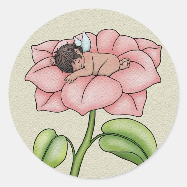 Baby Brown Skinned Feeling in einer Blume Runder Aufkleber (Vorderseite)