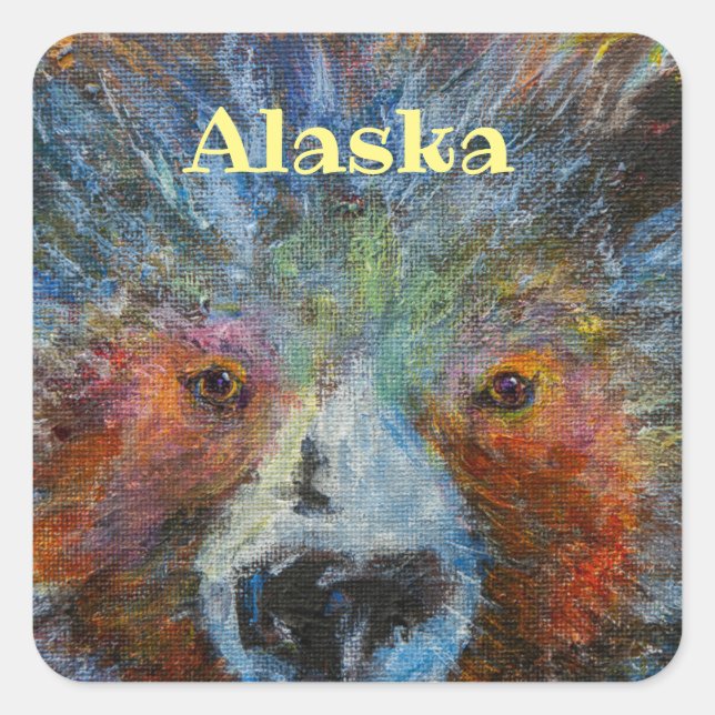 Baby Bruin _ALASKA Quadratischer Aufkleber (Vorderseite)