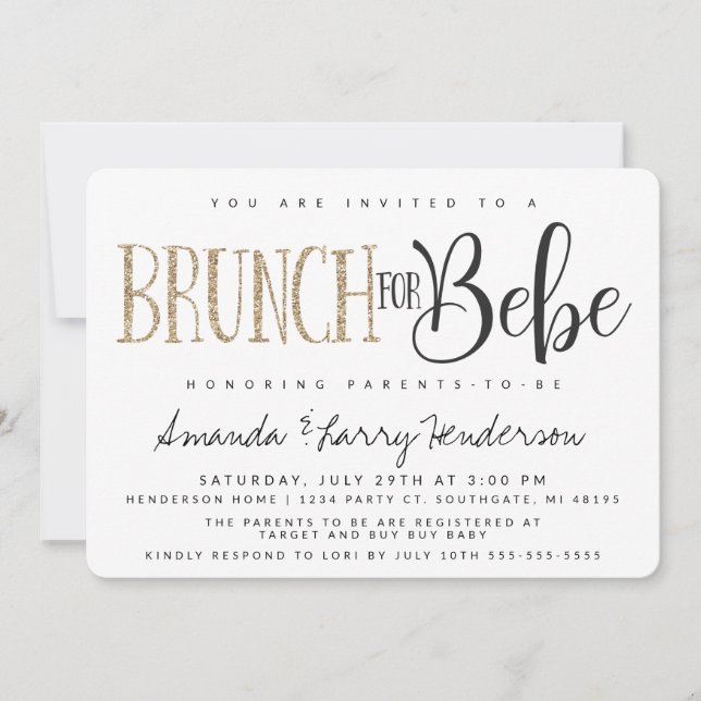Baby Brunch Baby Dusche Einladung (Vorderseite)
