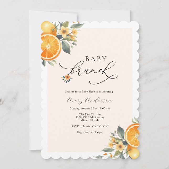 Baby Brunch Baby Dusche Einladung (Vorderseite)