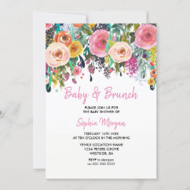 Baby & Brunch Babydusche Rosa Blütenladen Einladung