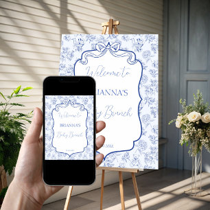 Baby-Brunch-Blaue-Toile-Schleifen-Baby-Shower-Will Poster