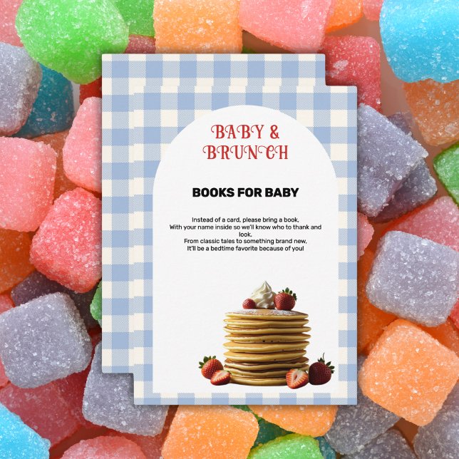 Baby & Brunch Blue Strawberry Pancakes Baby Dusche Begleitkarte (Von Creator hochgeladen)