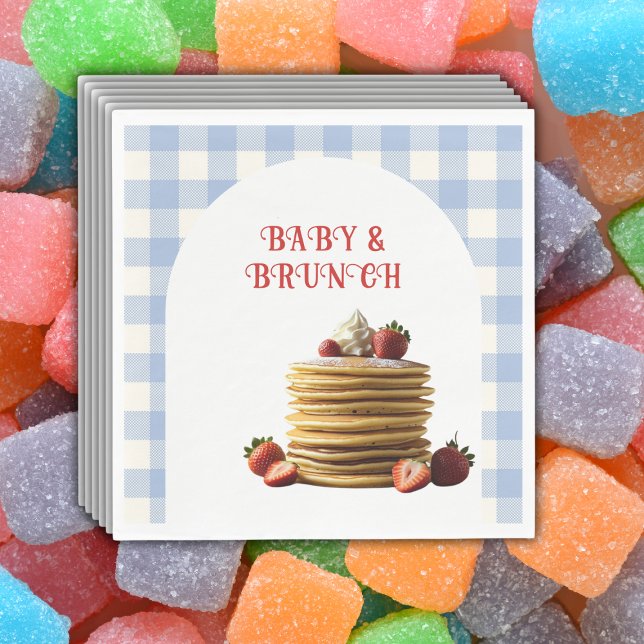 Baby & Brunch Blue Strawberry Pancakes Baby Dusche Serviette (Von Creator hochgeladen)