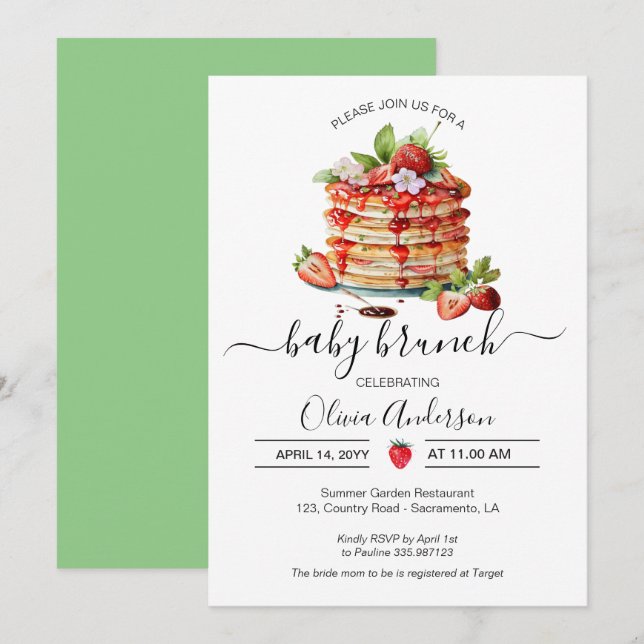 Baby Brunch Duschkuchen grün Einladung (Vorne/Hinten)