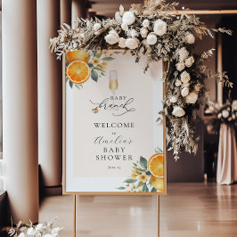 Baby Brunch Orange Süsse Babydusche Begrüßungszeic Poster
