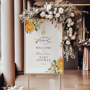 Baby Brunch Orange Süsse Babydusche Begrüßungszeic Poster