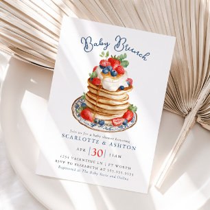 Baby Brunch Pfannkuchenstapel Vintage Babyparty Einladung