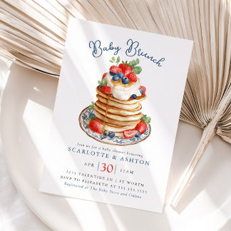 Baby Brunch Pfannkuchenstapel Vintage Babyparty Einladung