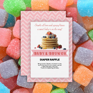 Baby & Brunch Rosa Erdbeere Pancakes Baby Dusche Begleitkarte