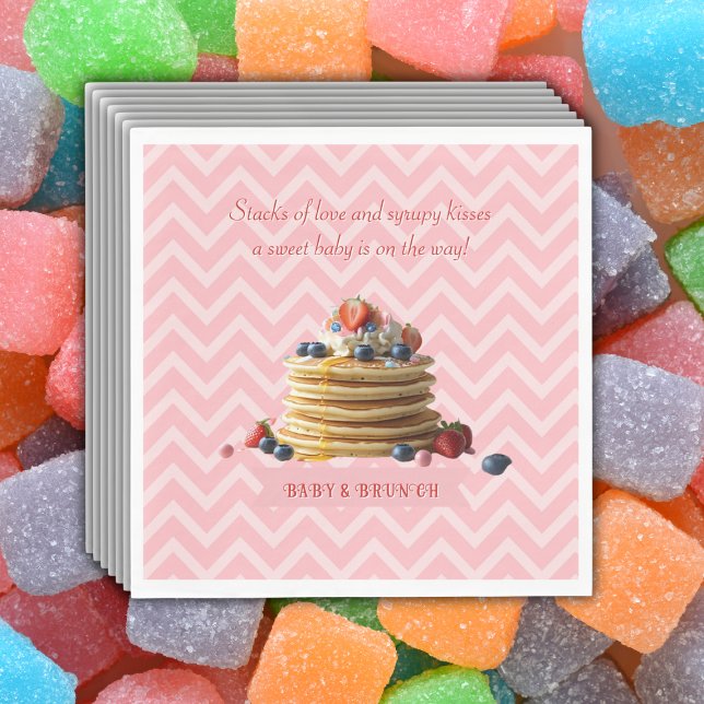 Baby & Brunch Rosa Erdbeere Pancakes Baby Dusche Serviette (Von Creator hochgeladen)