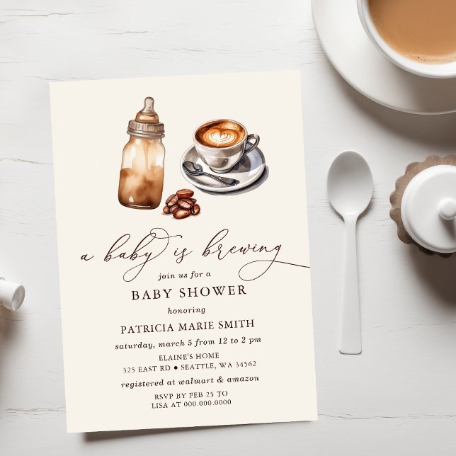 Baby brütet Coffee Gender Neutral Baby Dusche Einladung (Baby is Brewing Coffee Gender Neutral Baby Shower Invitation)