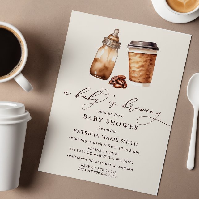 Baby brütet Coffee Gender Neutral Baby Dusche Einladung (Baby is Brewing Coffee Gender Neutral Baby Shower Invitation)