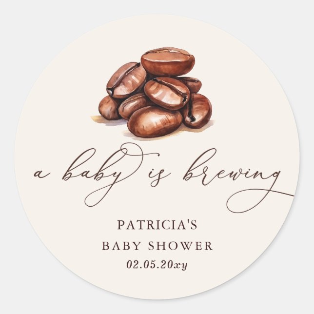 Baby brütet Coffee Gender Neutral Baby Dusche Runder Aufkleber (Vorderseite)