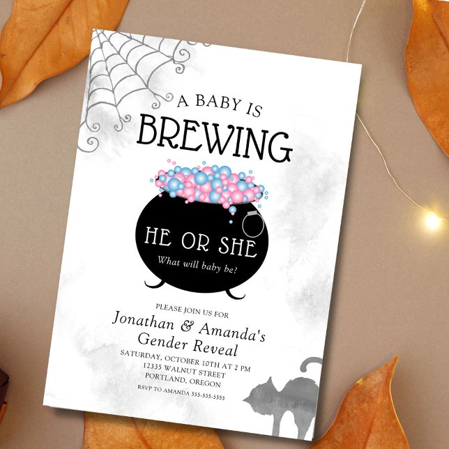 Baby brütet Halloween Gender Reveal Party Einladung (Von Creator hochgeladen)