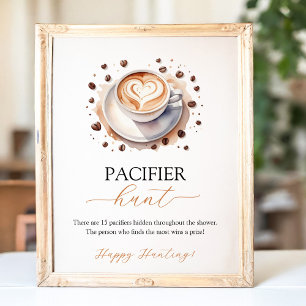 Baby brütet Kaffee Schnuller Jagd Spiel Schild