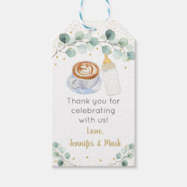 Baby brütet Kaffeegeniefer Babydusche Geschenkanhänger