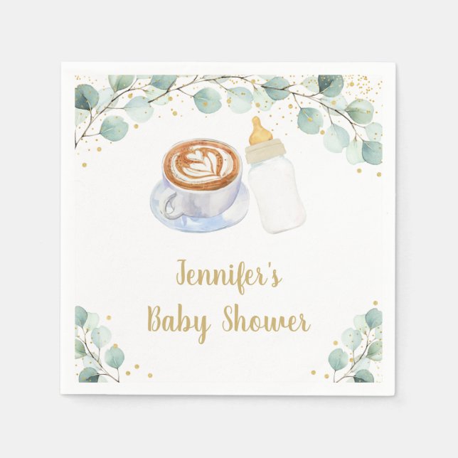 Baby brütet Kaffeegeniefer Babydusche Serviette (Vorderseite)