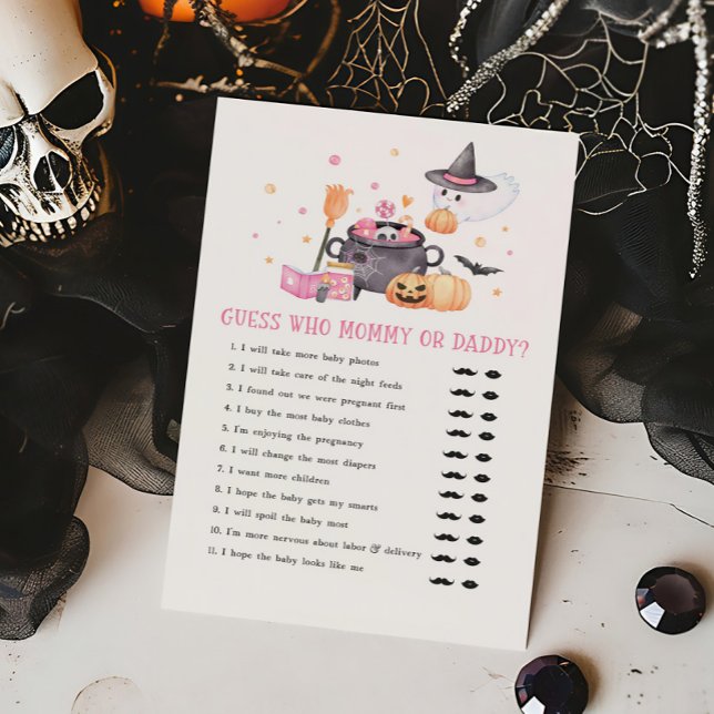 Baby brütet Pink Guess, die Mama oder Daddy Game (Baby is Brewing Baby Shower Guess who Mommy or Daddy Game)