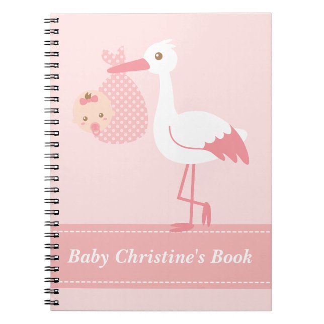 Baby-Buch - Storch liefert Baby Notizblock (Vorderseite)