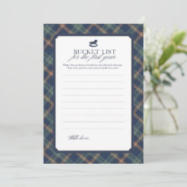 Baby Bucket List First Year Navy Plaid Baby Shower Hinweiskarte