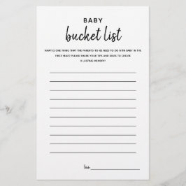 Baby Bucket List Minimalistisches Baby Showspiel