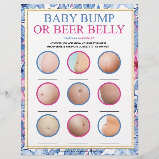 Baby-Bump oder Bierbauch [Blumenfarben] Briefbogen (Vorderseite)