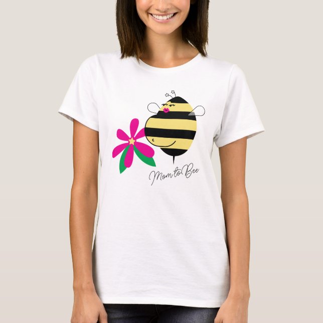 Baby Bump Pink Floral Mom to Bee T-Shirt (Vorderseite)