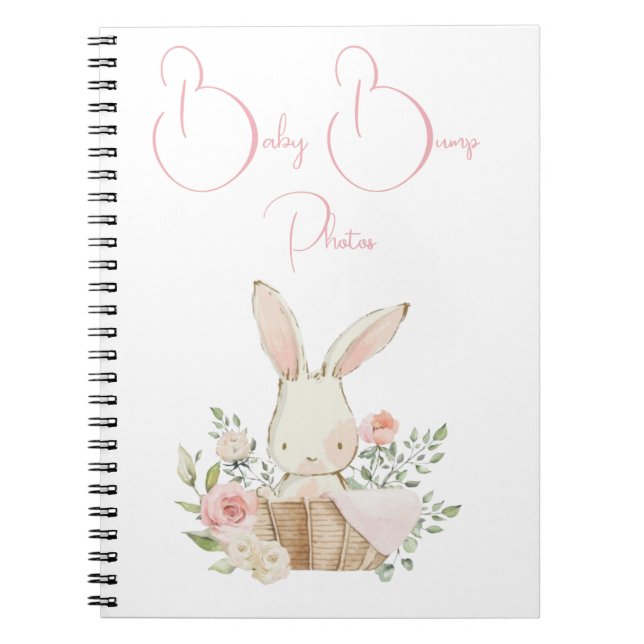 Baby Bump Schwangerschaft Pink Bunny Rabbit Script Notizblock (Vorderseite)