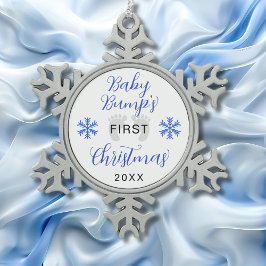 Baby Bump's First Christmas Glitzer Schneeflocken Zinn-Ornament