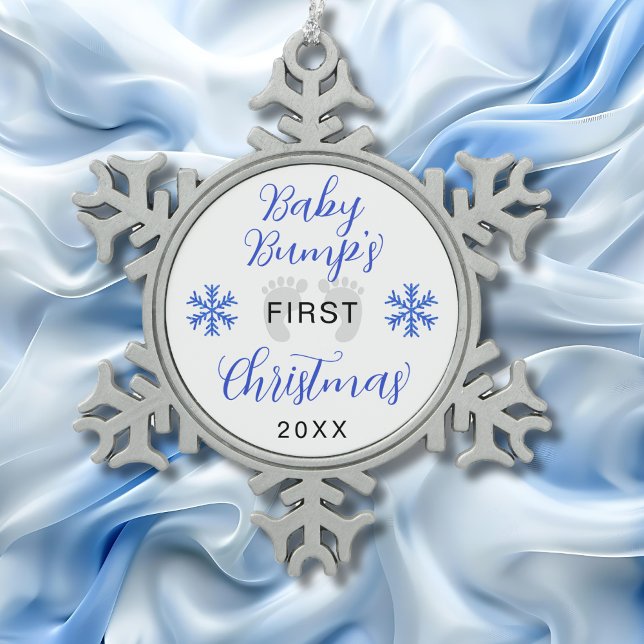 Baby Bump's First Christmas Glitzer Schneeflocken Zinn-Ornament (Von Creator hochgeladen)