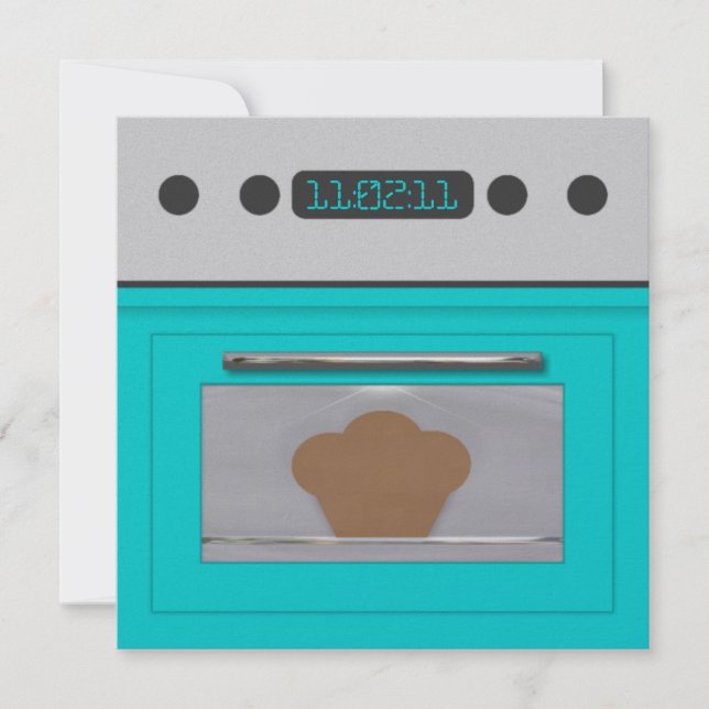 Baby Bun Rezept Einladung (aqua) (Vorderseite)