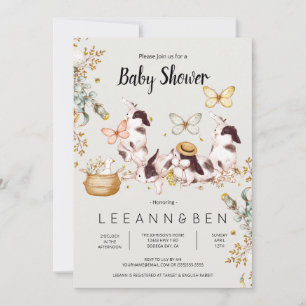 Baby Bunnies Rustic Country Baby Dusche Einladung
