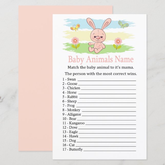 Baby Bunny Baby Animes Name Game (Vorne/Hinten)