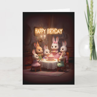 Baby Bunny Birthday Party Cake Candle Celebration Karte