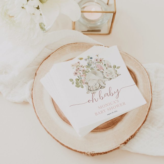 Baby Bunny Es ist eine Girl-Wildblume Serviette (Baby Bunny Napkins)