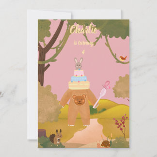 Baby Bunny Forest Geburtstag Einladung